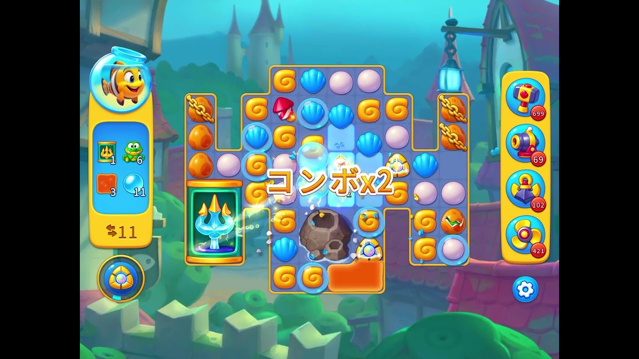 Fishdom level 9704 no boosters フィッシュダム ノーマル - YouTube