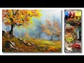 Acrylic Landscape Painting In Time-lapse | Autumn Forest Trees