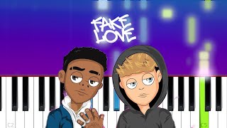 Gavin Magnus - Fake Love ft Luh Kel  (Piano Tutorial)