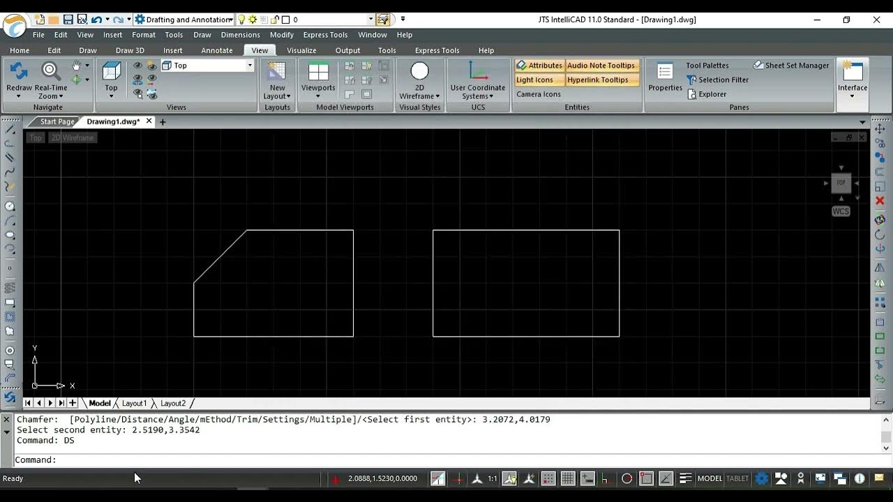 How to create a chamfer with the corners in JTS IntelliCAD 11 YouTube
