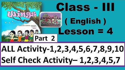 Wings Class 3 English Lesson 4 Part 2 All Activity 1 to 10 and Self Check Activity 1 to 7 WB