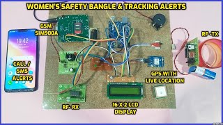 Women's Safety Bangle &Tracking Alerts by using GPS with Live Location - GSM CALL / SMS Notification