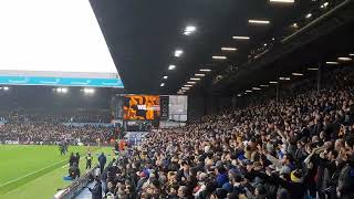 Leeds United vs Man United the start. Leeds fans singing marching on together. 21/22 season