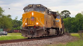 UP 5726 (C44ACCTE) Leads Southbound Manifest w/ Mid DPU On UP Navasota Sub | Spring TX