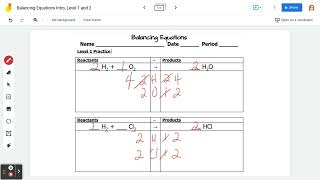Balancing Equations Level 1 Inventory Method