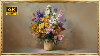 Vibrant Multicolor Flower Bouquet | Gold Framed 4K Art Screensaver | Summer Floral TV Wallpaper screenshot 2