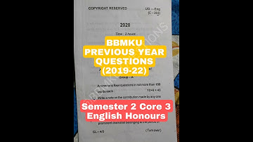 BBMKU QUESTIONS ENGLISH HONOURS SEMESTER 2 CORE 3 2019-22 UG