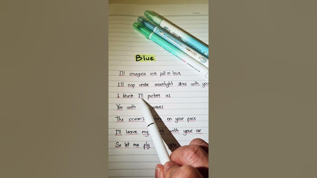 Blue with lyric #handwriting #lyrics #song #fyp #trending