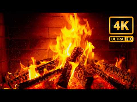 Calm Fireplace Piano Playlist Relaxing Fire Crackles Jazz Instrumentals 4K 12 HRS 