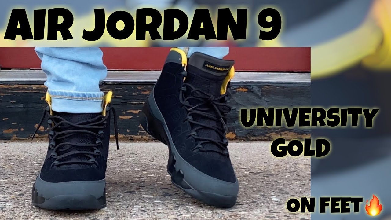 gold and black jordan 9