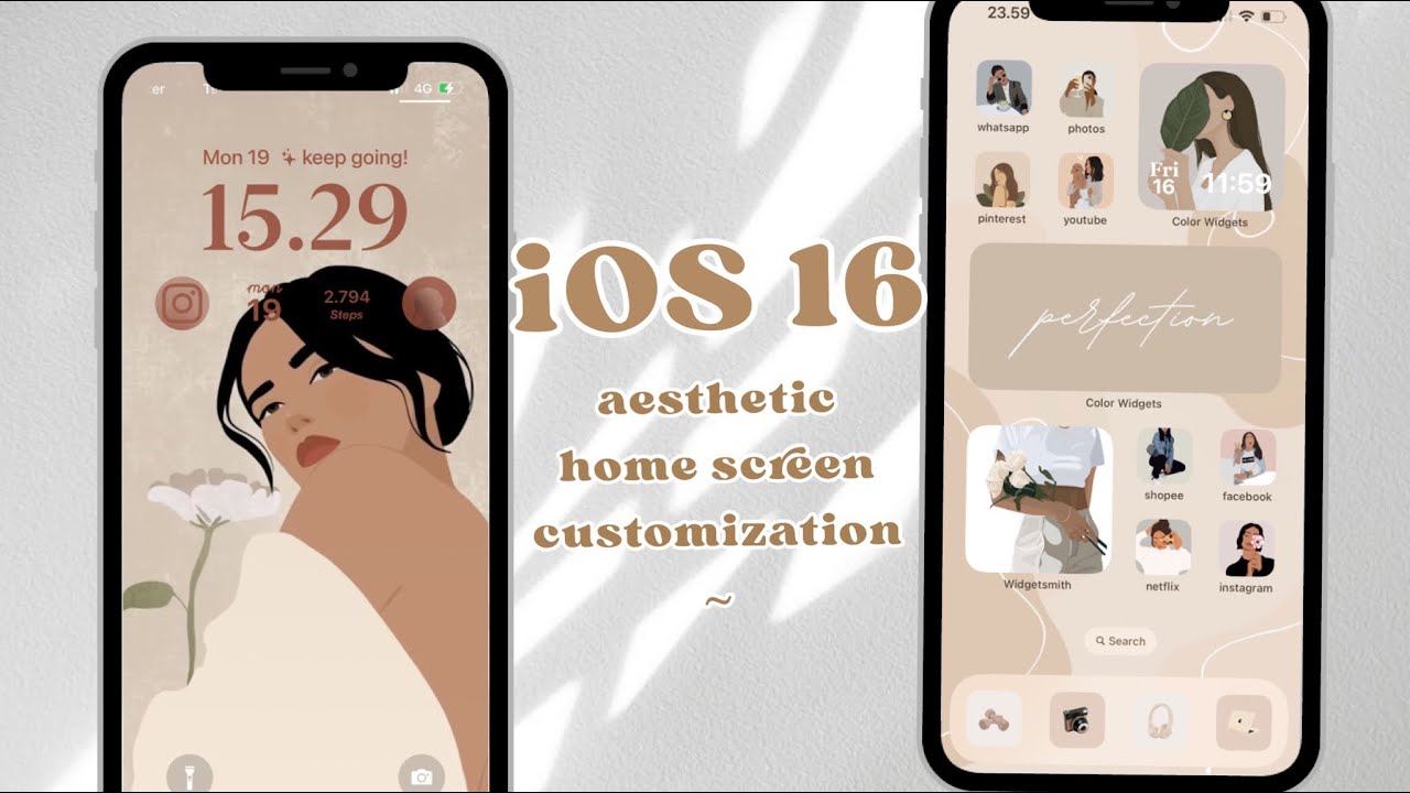 iOS16 Aesthetic Home Screen Customization ~ Tutorial widget and ...