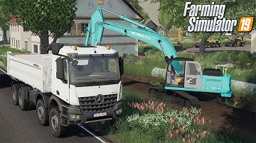 🚧 CLEANING A WATERWAY 🚧|| PUBLIC WORKS ON SMALL TOWN TP V2 || FS19 MINING MODS