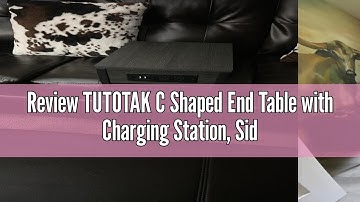 Review TUTOTAK C Shaped End Table with Charging Station, Side Table for Sofa, Couch Table with Stora
