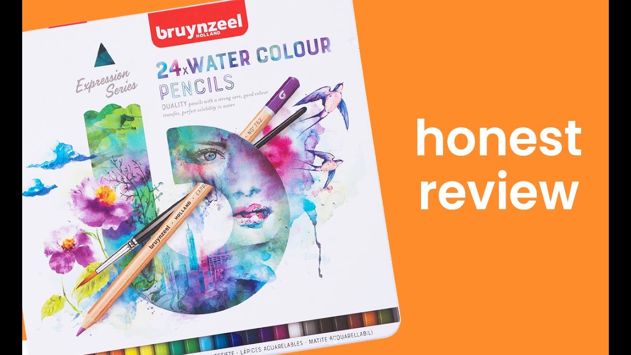 Review of Bruynzeel watercolor pencils set swatches YouTube