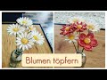 Blumen selber machen - Blumenstecker töpfern - DIY Tutorial Flower Pottery