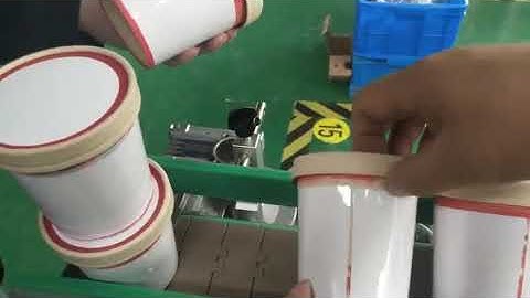 Auto tapered paper cup top surface and body wrap around labeling machine SKILT