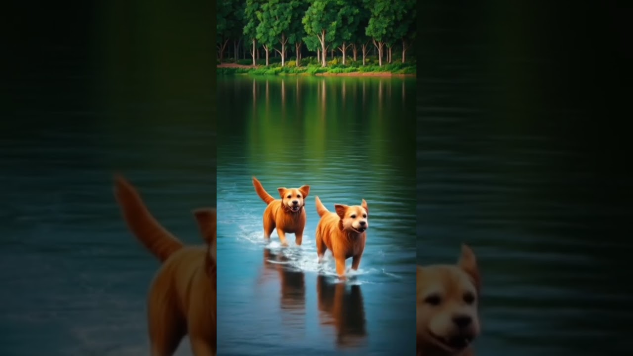 Two dog running water💦 lovely❤ dogs🐕status🎉 