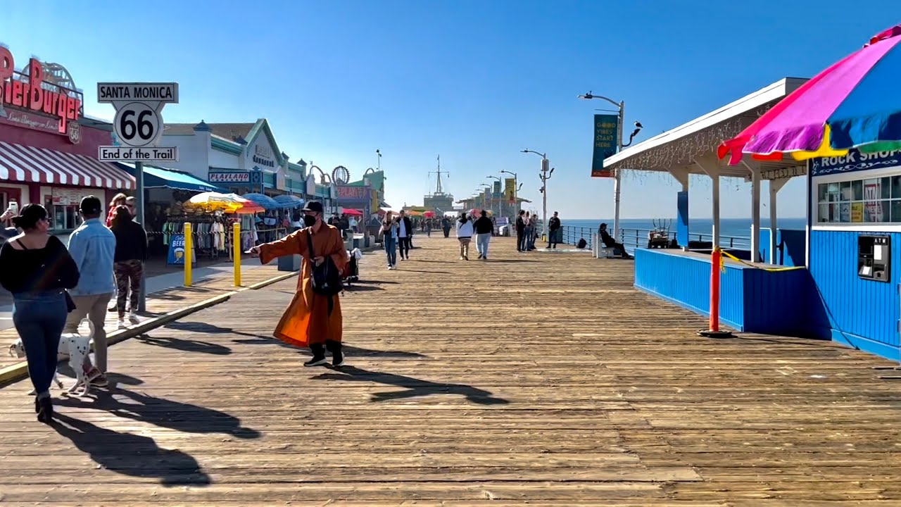 Walking along the Santa Monica Pier