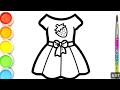 Girl Dress Drawing, Painting and Coloring for Kids and Toddlers// How to Draw a Girl Dress 👗