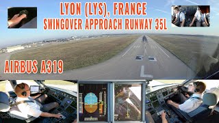 LYON (LYS)  Scenic approach to runway 35R with swingover to 35L Airbus Cockpit and pilots view