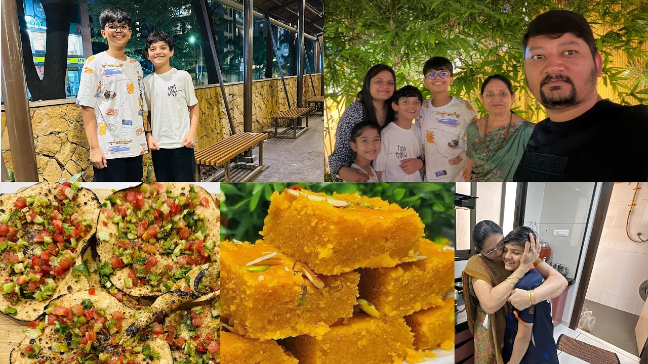 Prithvi na birthday ma mummy e banavyo mohanthal 😊masala papad👌Birthday vlog❤️