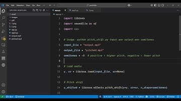 Python 3 Audio & Music Editor Script to Change Pitch of Sound in Terminal Using librosa Module