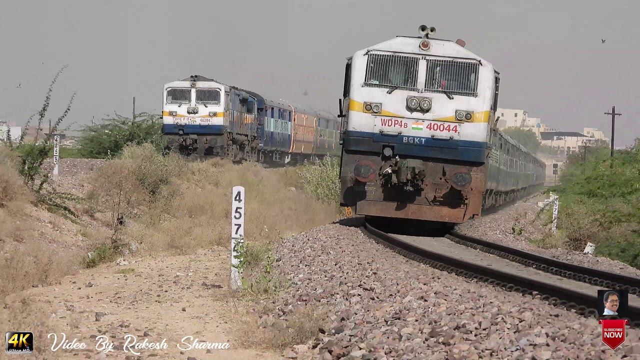 Spectacular Breathtaking Parallel Train race action sheer to delight, Never seen before