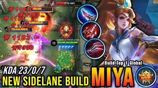 23 Kills No Death!! Miya New Sidelane Build 100% UNSTOPPABLE!! - Build Top 1 Global Miya ~ MLBB