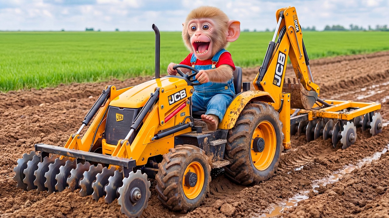 Monkey Nana Uses JCB to Restore the Withered Strawberry Field… Then Something Unexpected Happens! 😱🍓