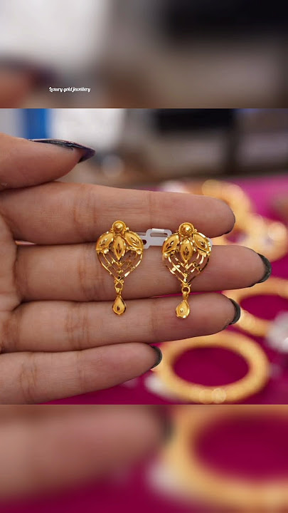 Gold daily wear earrings designs/simple small earrings design #earrings #shorts #jewellery #trending