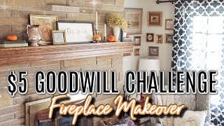 BUDGET FRIENDLY FIREPLACE MAKEOVER | $5 GOODWILL CHALLENGE | FALL 2021 | OLD WORLD HOME