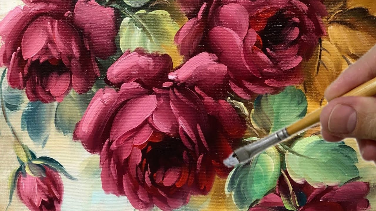 РЕАЛИСТИЧЕСКИЕ ВИНТАЖНЫЕ РОЗЫ / МАСТЕР-КЛАСС ПО ТЕХНИКЕ ЖИВОПИСИ / ПОШАГОВОЕ РУКОВОДСТВО