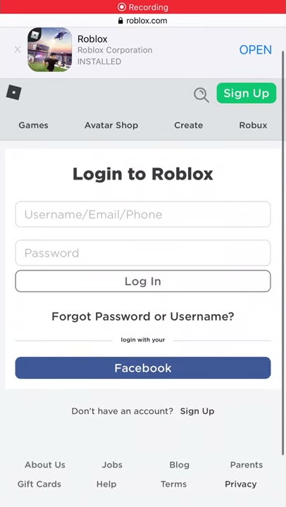 HOW TO LOG IN WITH FB IN ROBLOX 