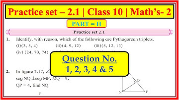 Practice set 2.1 class 10th maths part 2 | Chapter 2 Pythagoras Theorem | Maharashtra state board
