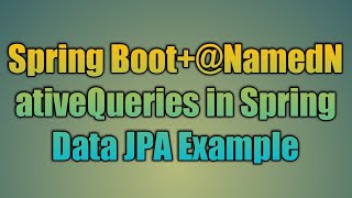 27.@NamedNativeQueries in Spring Data JPA Example