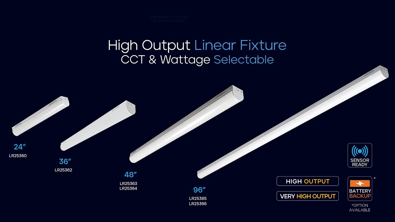 Luxrite  Sensor Ready High Output LinearFixture - CCT & Wattage Selectable.