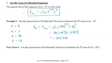Math 12 - Sec 11.6 Finding a Specific Term of a Binomial Expansion