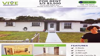 🚨 For Rent 3/2 💲3,500🚨📍17240 NW 52nd Ave Miami Gardens, FL 33055  #johannavicente #realestate