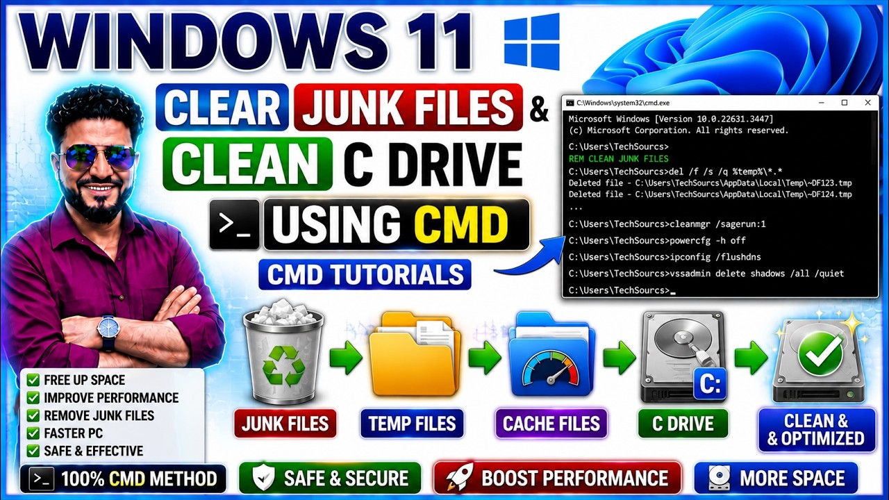 Window Junk Files Clean Cmd Windows 11 - Clear Junk Files & Clean C Drive Using CMD | CMD Tutorials ...