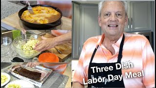 Three Dish Labor Day Special | Peach Cobbler; Cauliflower Salad; Pork Ribs -The Papa's Kitchen