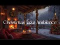 Christmas Porch Jazz 🎷 | Cozy Fireplace &amp; Snowy Ambience | Study &amp; Focus 🎄