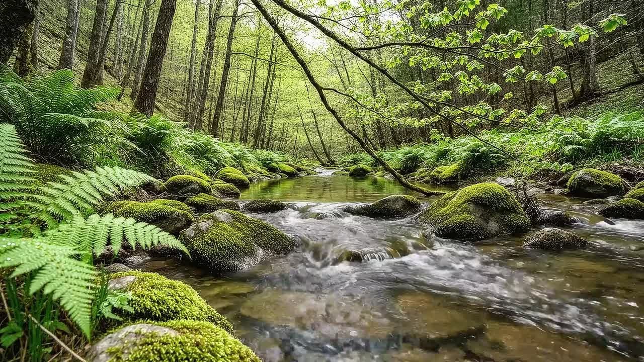 Morning Forest Ambience, Gentle River Sounds and Calming Birdsong for Sleep, Relaxation