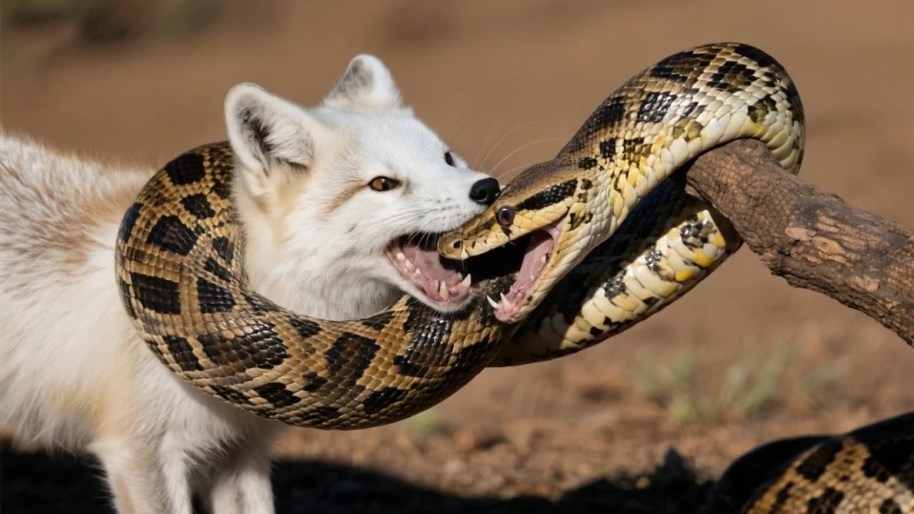 Arctic Fox vs Python: Fight in the Frozen Heights