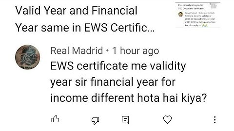 Valid Year and Financial Year in EWS Certificate @NyaNew