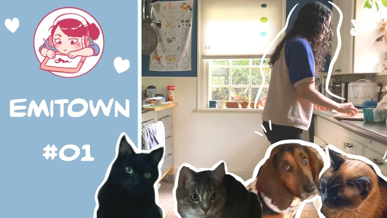 EmiTown #01 Breakfast for dog and cats vlog
