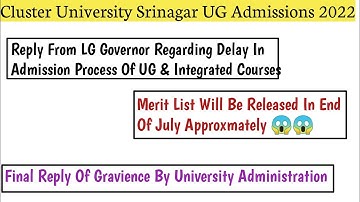Cluster University Srinagar UG Admission Merit List To Be Released Late