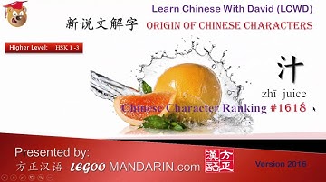 Origin of Chinese Characters 1618 汁 Juice -Learn Chinese with Flash Cards