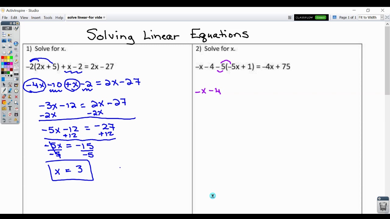 Solve Linear Equations - YouTube