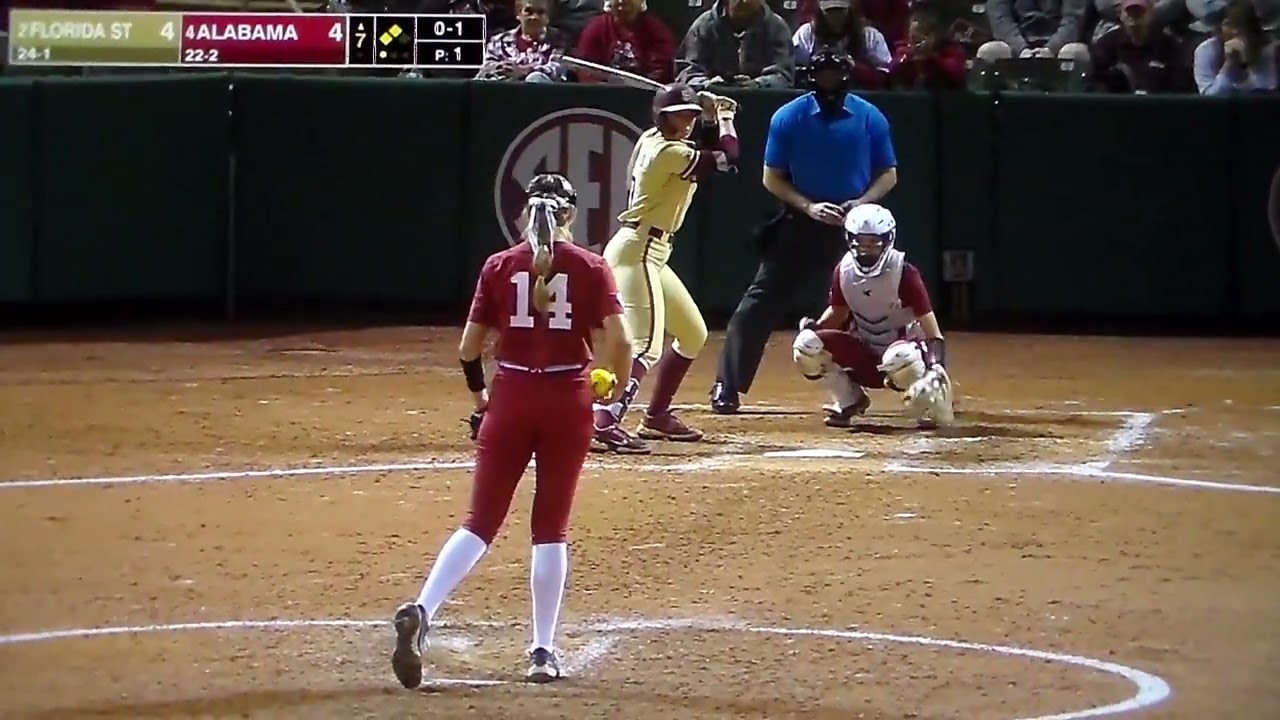 Alabama softball P Montana Fouts vs. Florida State's Mack Leonard 7th