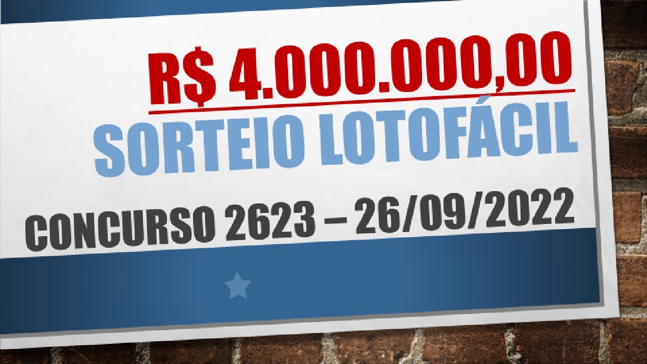 RESULTADO LOTOFACIL 26/09/2022 CONCURSO 2623 | NÚMEROS SORTEADOS